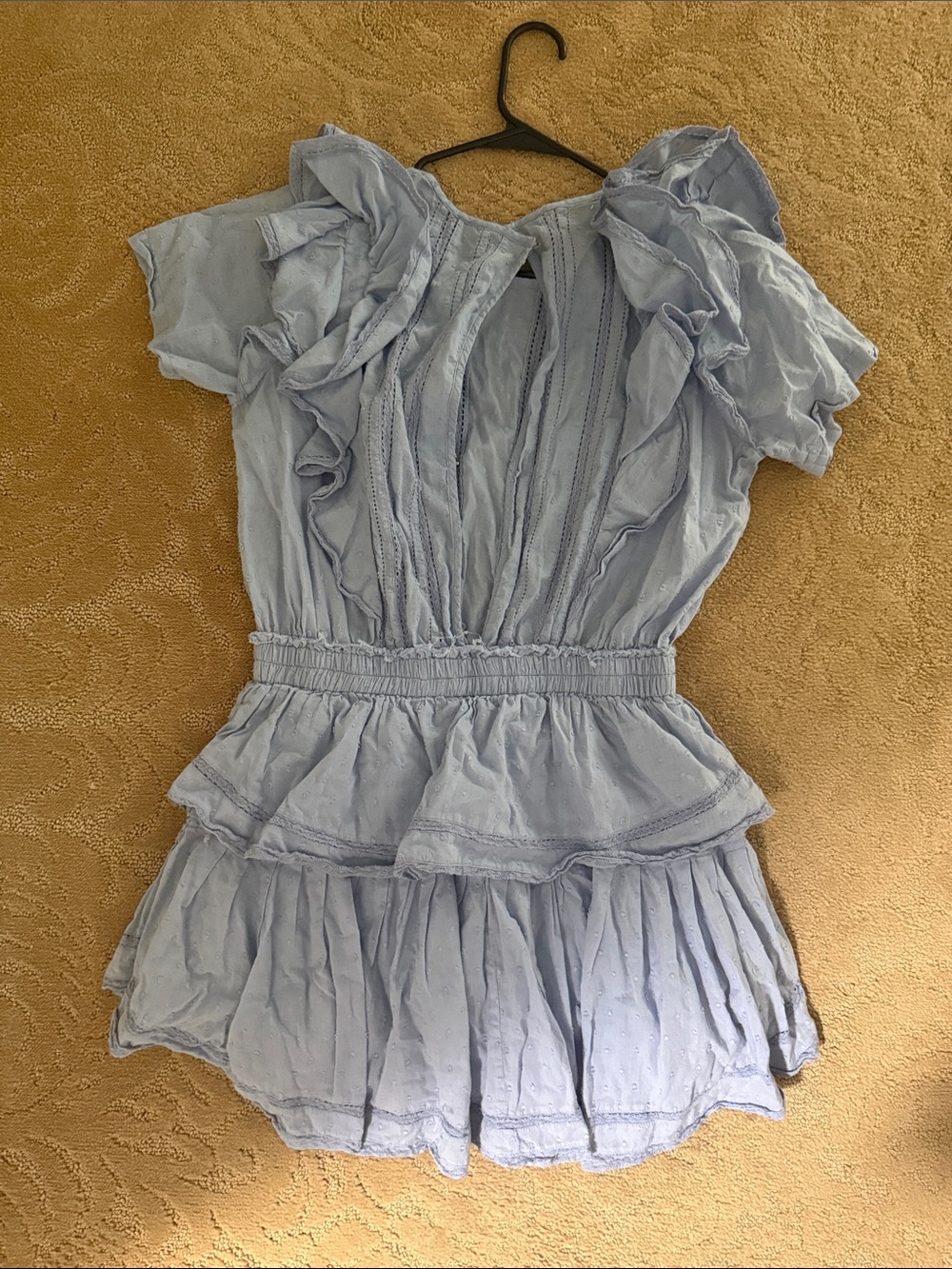 LoveShackFancy Light Blue Ruffled Mini Dress worn once - Picture 10 of 11